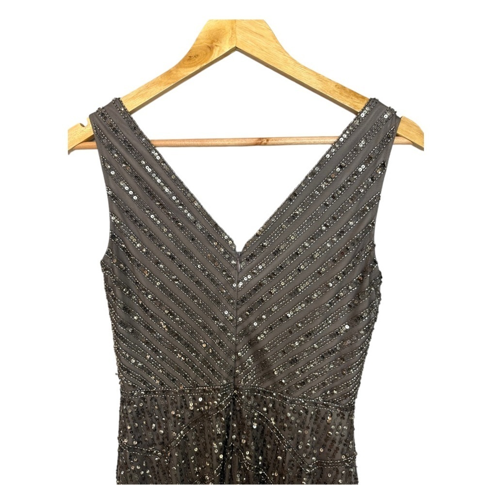 Adrianna Papell Gown Formal Dress Maxi- Sleeveless V-Neck Beaded 0 - Picture 2 of 8